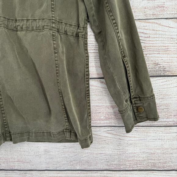 Lucky Brand Military Button Down jacket Womens Small Green Stretch - Picture 6 of 12